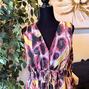 Vibrant Sleeveless V-Neck Dress